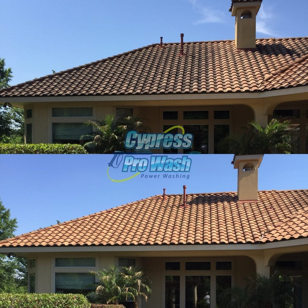 Before & After Roof Cleaning In Cypress, TX