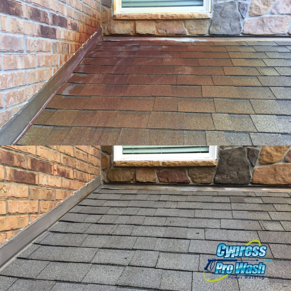 Before & After Roof Cleaning In Cypress, TX