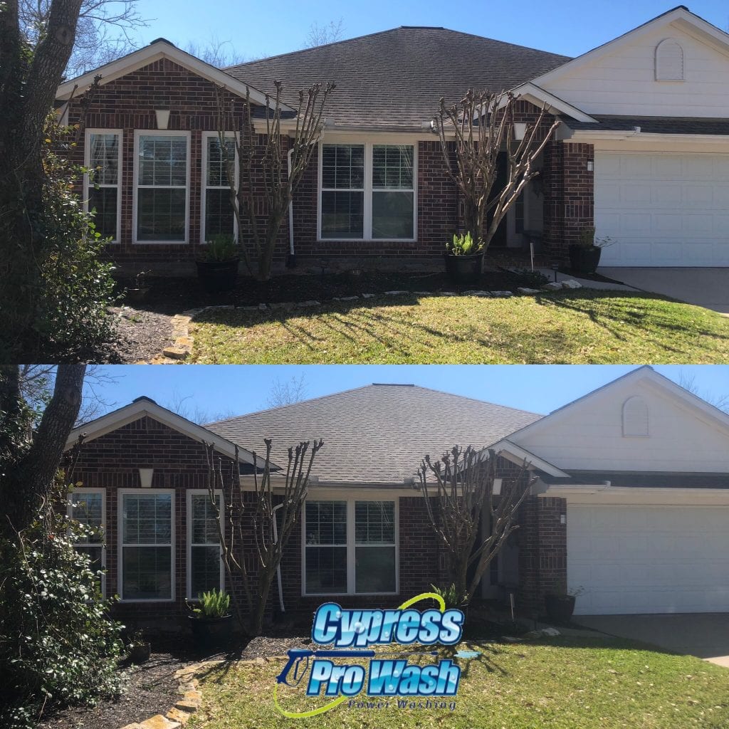 Before & After Roof Cleaning In Cypress, TX