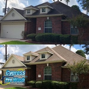 Before & After Roof Cleaning In Cypress, TX