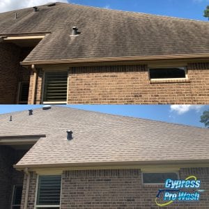 Before & After Roof Cleaning In Cypress, TX