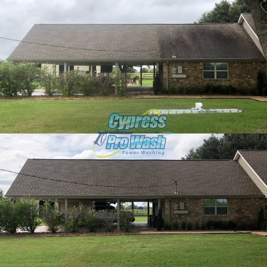 Before & After Roof Cleaning In Cypress, TX