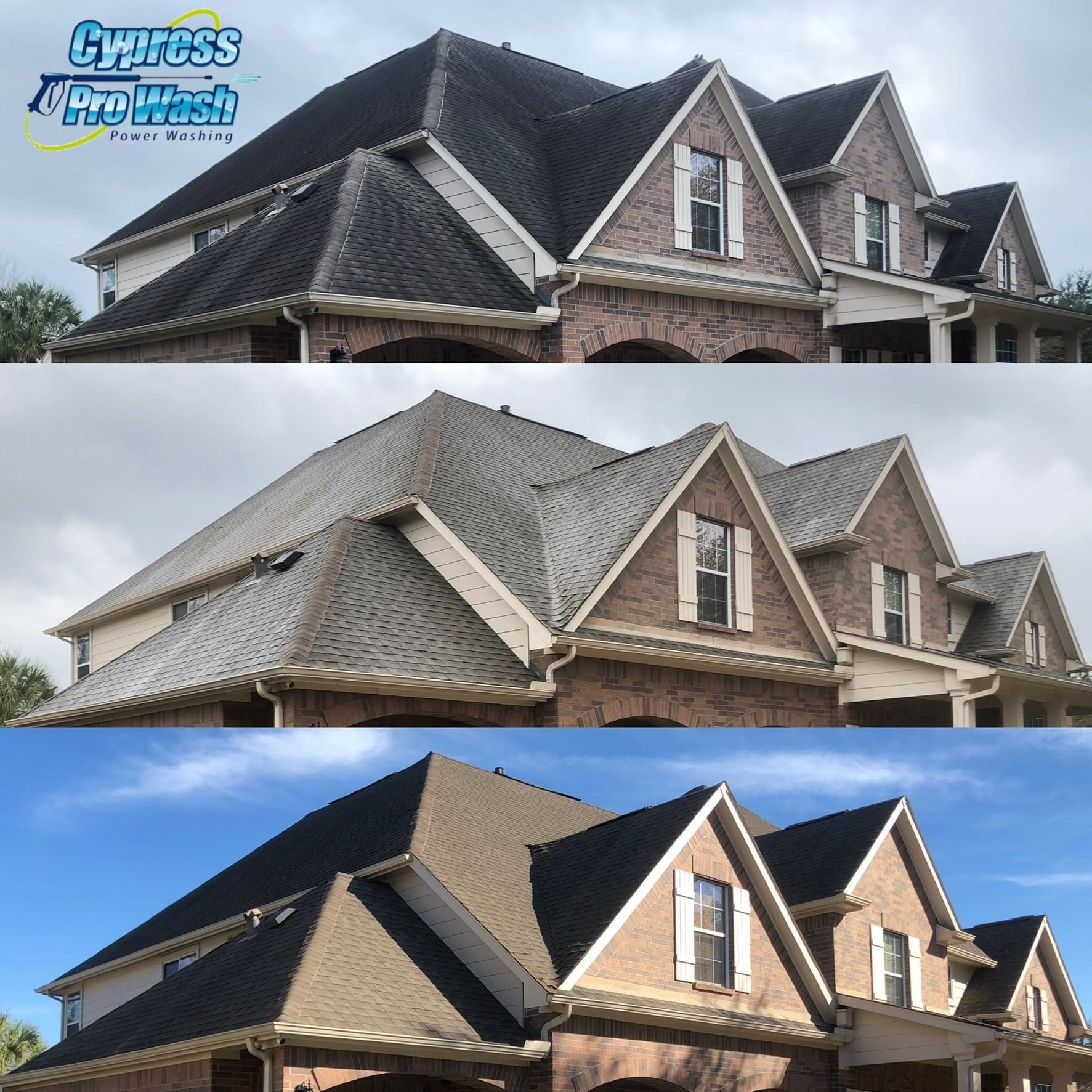 Before & After Roof Cleaning In Cypress, TX